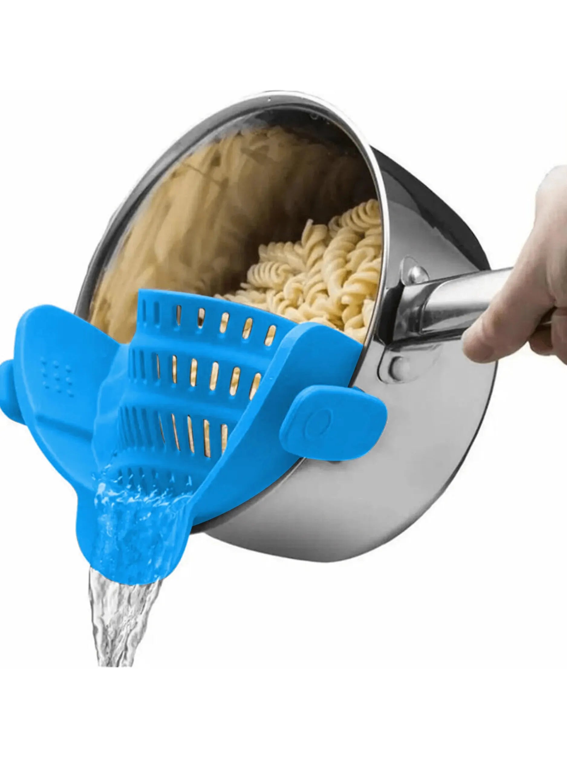 Universal Clip-On Silicone Pot Strainer – Heat-Resistant, Hands-Free Snap-On Colander for Easy Draining