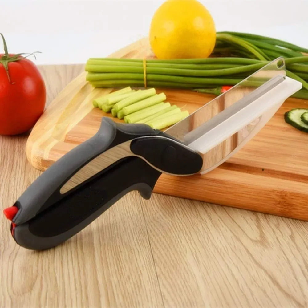 2-in-1 Stainless Steel Kitchen Scissors – Multifunctional Clever Cutter for Vegetables, Meat &amp; Fruits