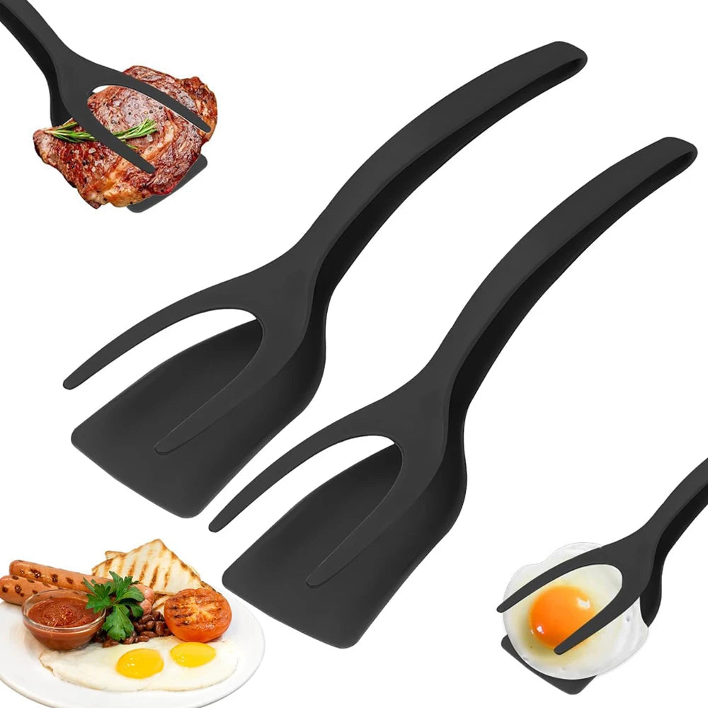 2-in-1 Silicone Cooking Tongs with Clip – Heat-Resistant Kitchen Tool