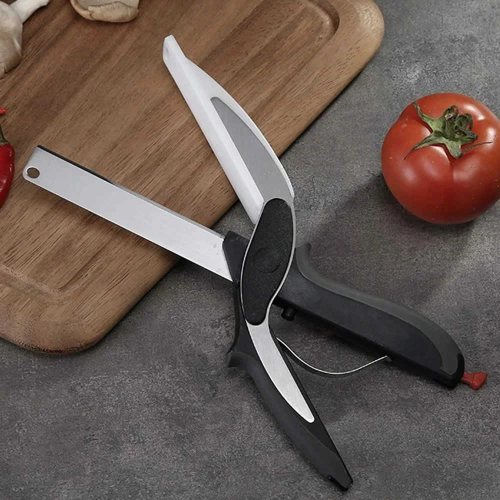 2-in-1 Stainless Steel Kitchen Scissors – Multifunctional Clever Cutter for Vegetables, Meat &amp; Fruits