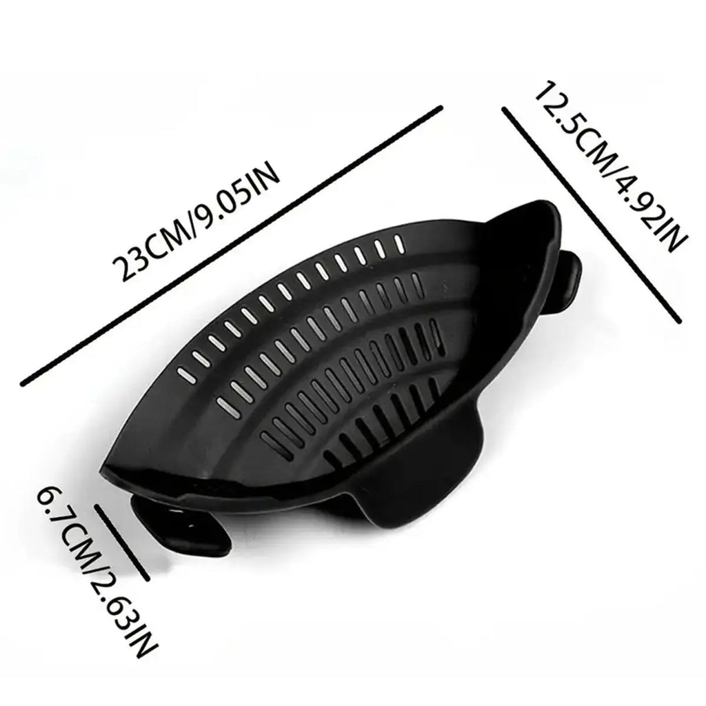 Universal Clip-On Silicone Pot Strainer – Heat-Resistant, Hands-Free Snap-On Colander for Easy Draining