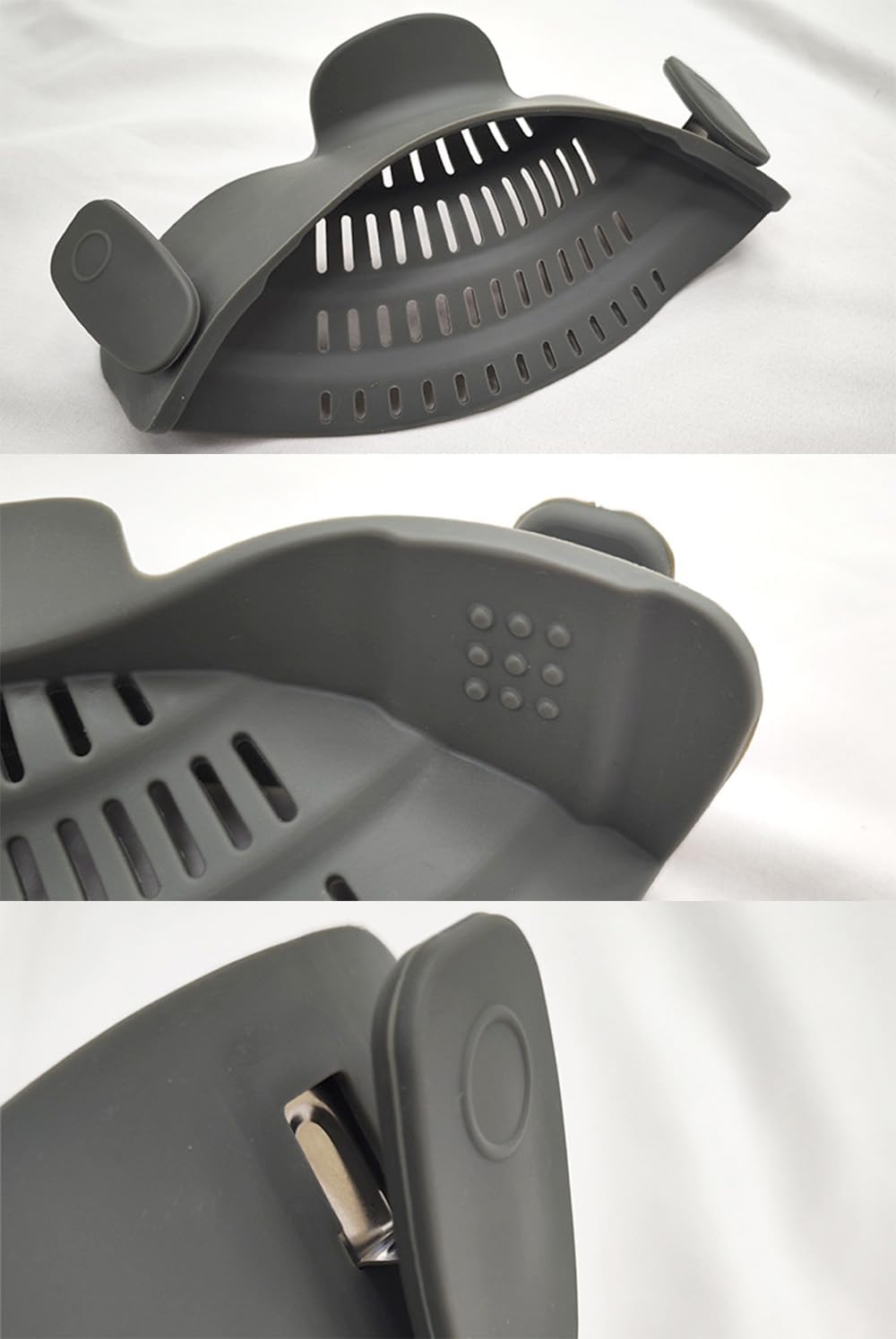Universal Clip-On Silicone Pot Strainer – Heat-Resistant, Hands-Free Snap-On Colander for Easy Draining