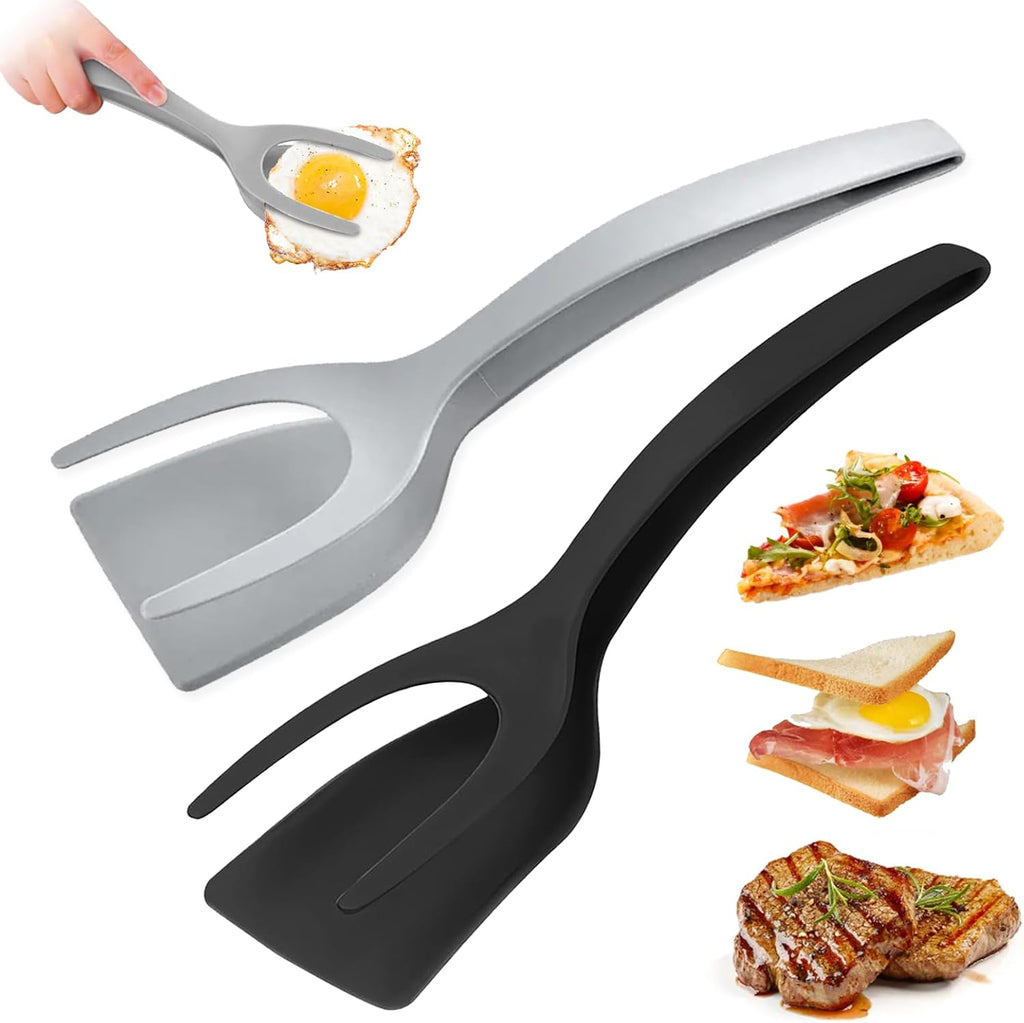 2-in-1 Silicone Cooking Tongs with Clip – Heat-Resistant Kitchen Tool